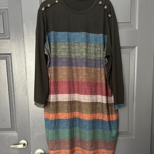 SHEIN Green Raglan Long Sleeve Sweater Dress